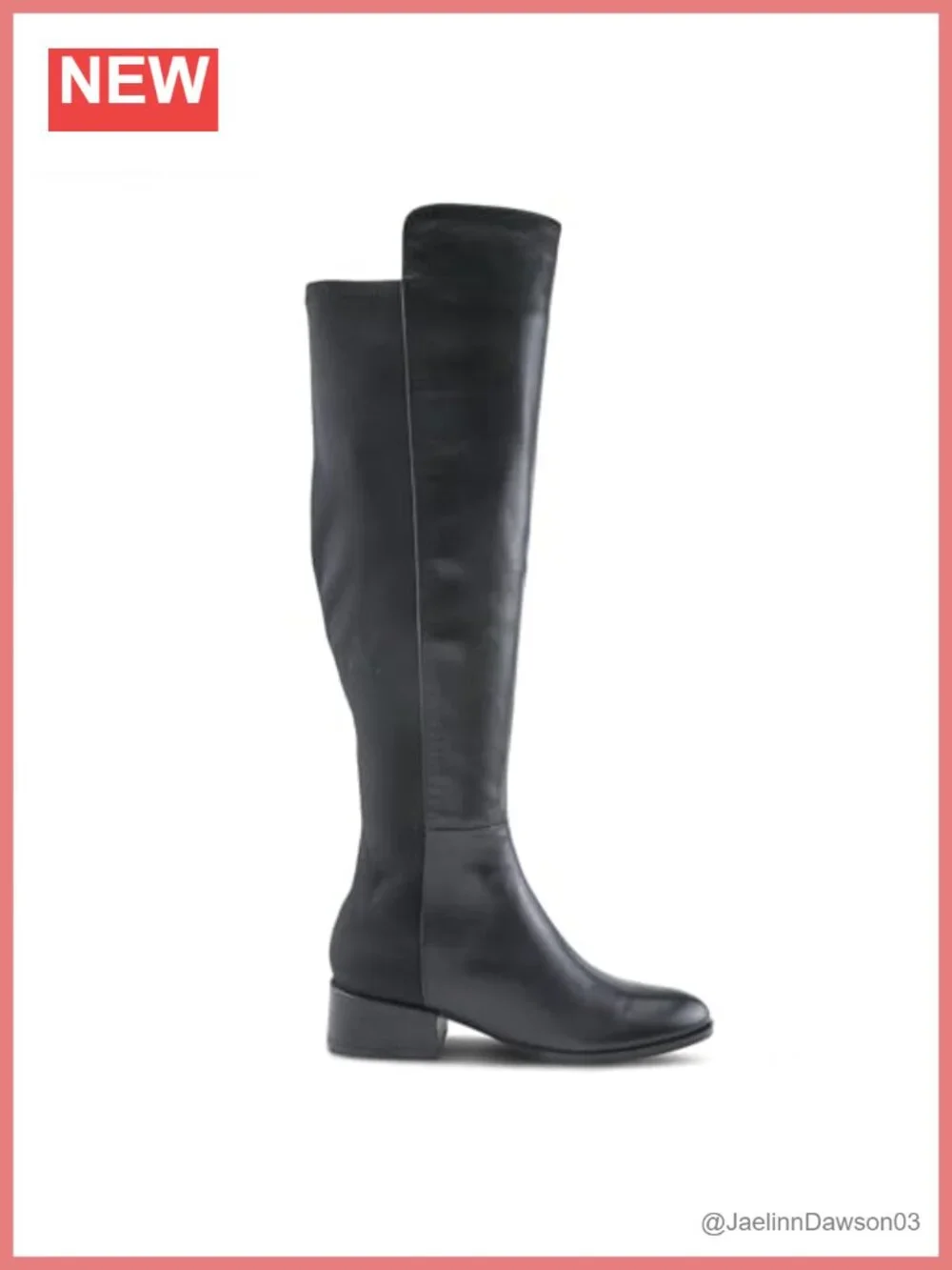 Leather Over the Knee Boots Almond Toe Stacked Heel Tall Zip Boot